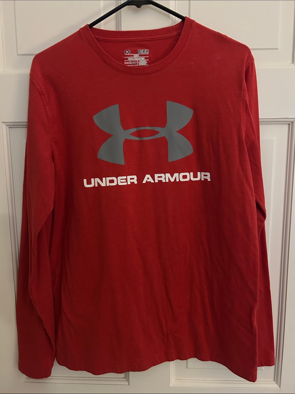 Under Armour Red Long-Sleeve Tee with Gray Logo